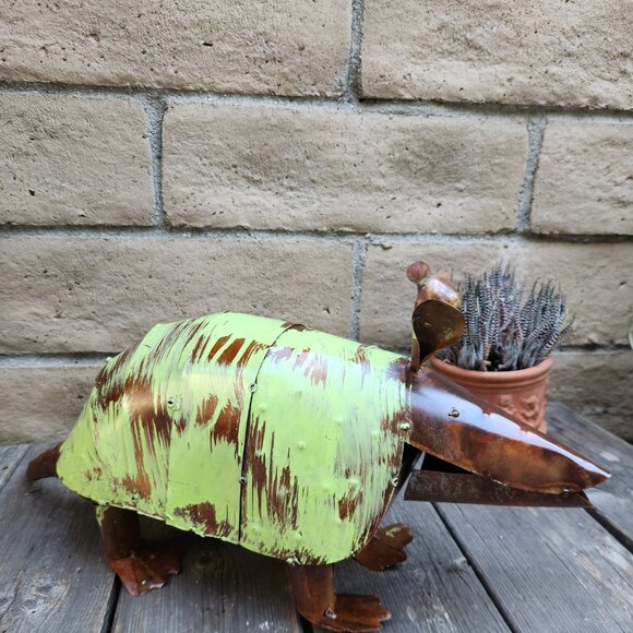LARGE 22" Armadillo Rustic Metal Art Yard Decoration Garden Statue - Picture 5 of 5